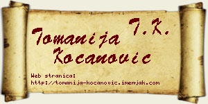 Tomanija Kocanović vizit kartica